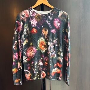 Ted Baker London Noline Shadow Floral Print Sweater. Size 3